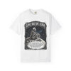 Skeleton Sitting on Moon T-Shirt — "Lost But Not Alone" Gothic Graphic Tee