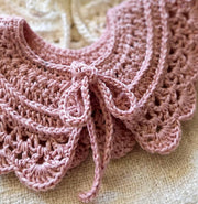 Handmade Crochet Baby Collar with Bow – Vintage Cotton Detachable Collar, Newborn & Toddler Boho Cute Neck Accessory