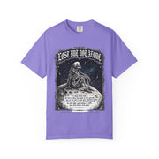 Skeleton Sitting on Moon T-Shirt — "Lost But Not Alone" Gothic Graphic Tee