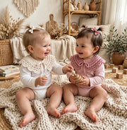 Handmade Crochet Baby Collar with Bow – Vintage Cotton Detachable Collar, Newborn & Toddler Boho Cute Neck Accessory