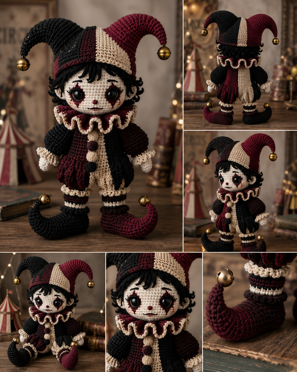 Gothic Jester Crochet Pattern PDF | Clown Amigurumi Doll Pattern | Circus Jester Plush | Crochet Doll Pattern | Instant Digital Download