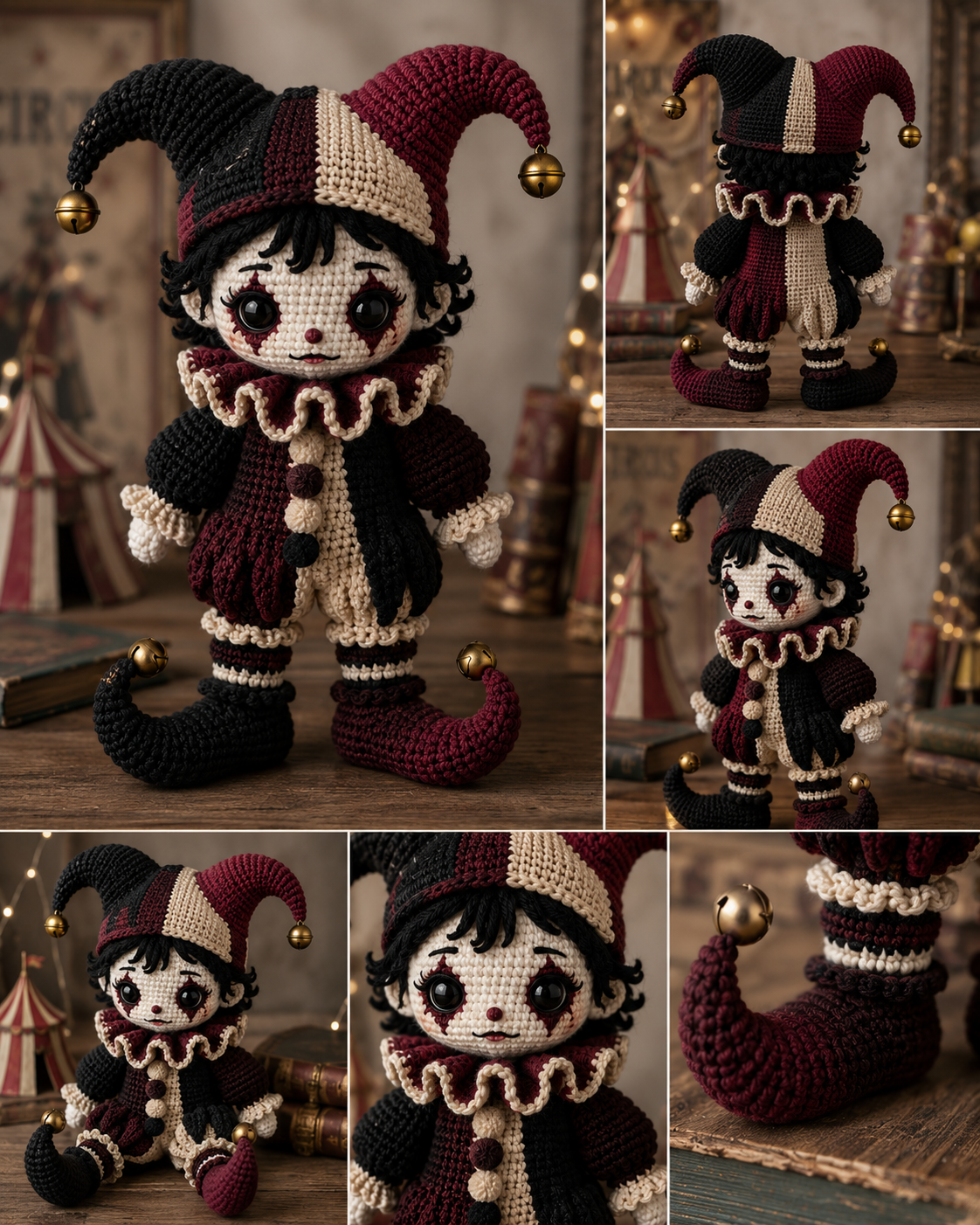 Gothic Jester Crochet Pattern PDF | Clown Amigurumi Doll Pattern | Circus Jester Plush | Crochet Doll Pattern | Instant Digital Download