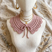 Handmade Crochet Baby Collar with Bow – Vintage Cotton Detachable Collar, Newborn & Toddler Boho Cute Neck Accessory
