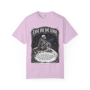 Skeleton Sitting on Moon T-Shirt — "Lost But Not Alone" Gothic Graphic Tee