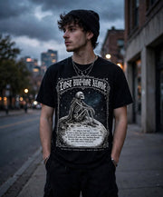 Lost But Not Alone Skeleton T-Shirt | Mental Health Celestial Gothic Graphic Tee