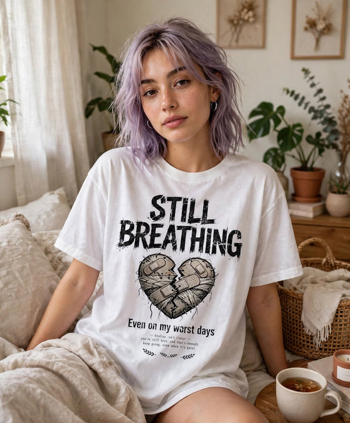Still Breathing Even On My Worst Days T-Shirt | Mental Health Awareness Aesthetic Grunge Tee