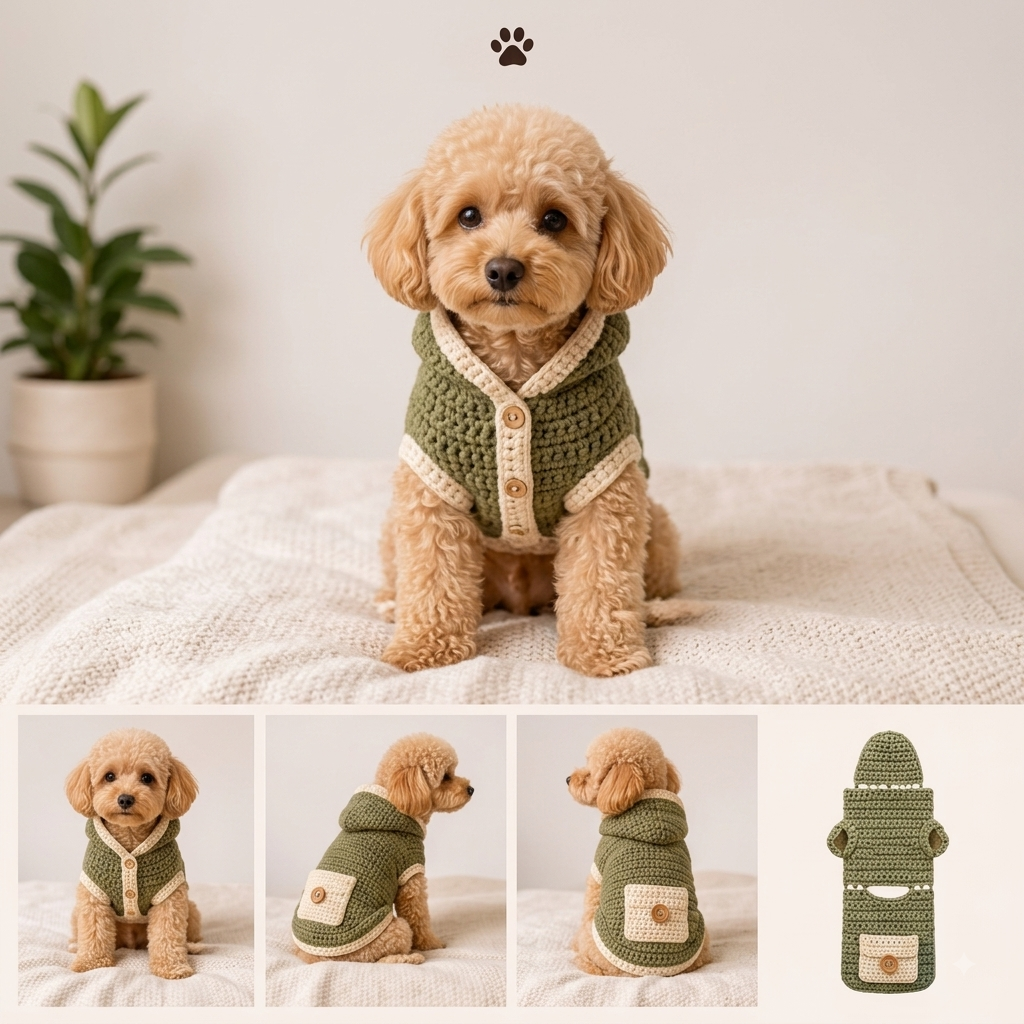 Cozy Crochet Dog Hoodie Pattern - Cute Handmade Dog Sweater & Outfit (Instant PDF Download)