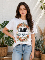 Boho Floral Christian Shirt|Even In The Chaos His Grace Still Finds Me