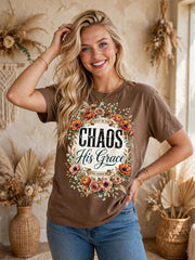Boho Floral Christian Shirt|Even In The Chaos His Grace Still Finds Me