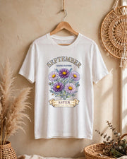 September Aster Birth Flower Shirt PNG Design