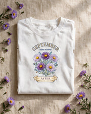 September Aster Birth Flower Shirt PNG Design